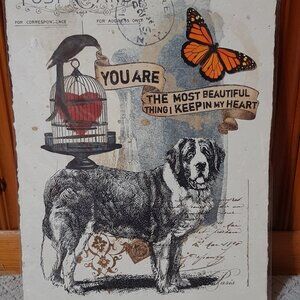 Unique Art Collage on seed paper You Are the Most Beautiful Thing in My Heart